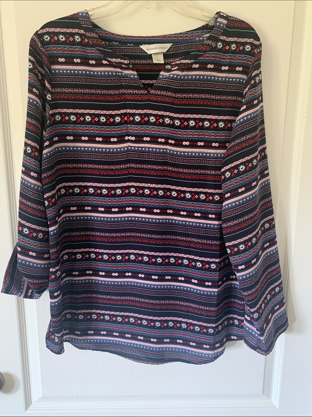 Christopher & Banks Navy Multicolor Striped Tunic Top